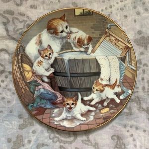Vintage Hamilton Collection Country Kitties Plate All Washed Up Gri Gerardi 1988